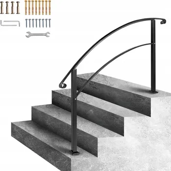 Zábradlí SucceBuy Vertikální Schodišťové Zábradlí pro 4 Schody Černé s Nastavitelnou Výškou