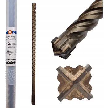Vrták ARNOLD 12x260mm 4břitý karbidový Vrták SDS-Plus do betonu NOMI