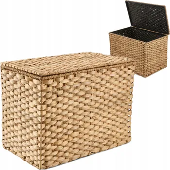 Úložný box Koš FRED, přírodní pletení z mořské trávy s víkem, šířka 25 x délka 40 x výška 30 cm