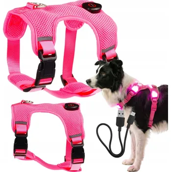 Postroj pro psa SVÍTÍCÍ POSTROJ pro psa LED svítící ve tmě netlakový typu GUARD M USB