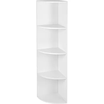 regál VASAGLE Rohová policová skříň, 129.5x30x30cm, bílá Knihovna