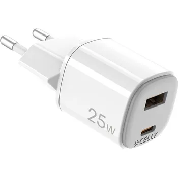 Celly USB-C/USB-A, GaN, 25 W (UPTC1USB1USBC25) bílá