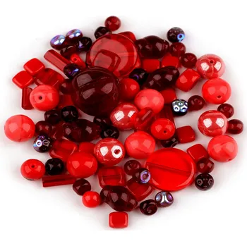 Šperk Skleněné korálky ramš mačkanice Balení: 50 g, Varianta: 26 červená - 8596475107976