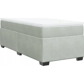 Postel Kontinentální postel 200 x 100 x 46 cm světle šedá s matrací a topperem