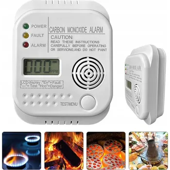 Detektor CO Bezdrátový detektor plynu oxidu uhelnatého (CO), kouře a požáru na baterie s alarmem