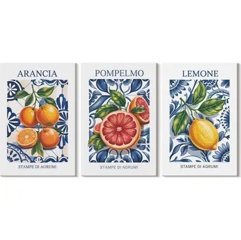 Obraz Sada obrazů na plátně Citrusy Italské Módní Plakáty 3x 20x30 cm