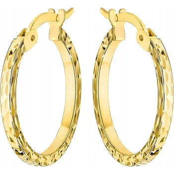 Náušnice Zdobené ZLATÉ NÁUŠNICE Au 585 KROUŽKY 18mm 14k