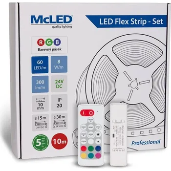 LED páska McLED s ovládáním Nano - sada 10 m - Professional, 60 LED/m, RGB, 300 lm/m, vodič 3 m (ML-128.005.90.S10004)
