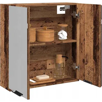 Koupelnový nábytek Skříňka do koupelny se zrcadlem, staré dřevo, 64x20x66,5 cm