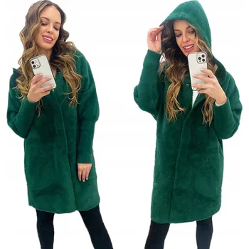 Dámský kabát Soprato dámský kabát zelený oversize s kapucí alpaka s kapucí 990 dlouhý přechodový kabát univerzální velikost