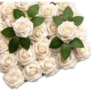 umělá květina Umělé Květy Růže 25 Ks Kytice Růží Béžová Svatební Váza Dekorace Ornament