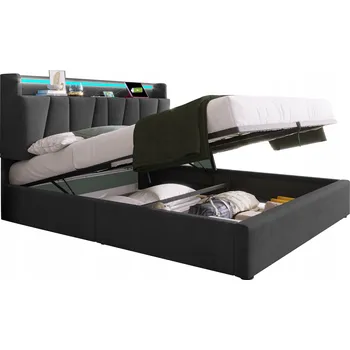 Postel Jednolůžková dřevěná postel Arhatreya 140x200 cm šedá