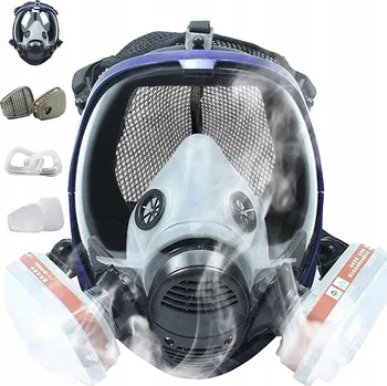Plynová maska Celotvárová protiprachová maska KN95 černá, dvouvrstvá, s filtry