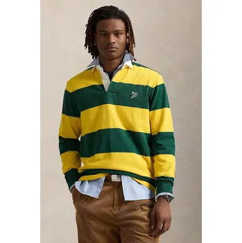 Pánské tričko Tričko s dlouhým rukávem Polo Ralph Lauren Lsrugbym1 Long Sleeve zelená barva, 710979293 77X, vel. XL