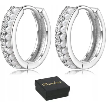 Náušnice Stříbrné náušnice RYZOST 925 KOLEČKA se Zirkony a perlou STŘÍBRO KOLEČKA Dámské