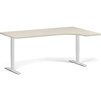 Psací stůl B2B Partner Rohový polohovací stůl se zaoblenými rohy, 180x120 cm, 1 motor, L/P, bílá podnož, bříza