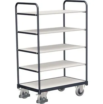 Vysoký policový vozík ESD, 5 polic, do 250 kg, 106 x 70 x 153 cm