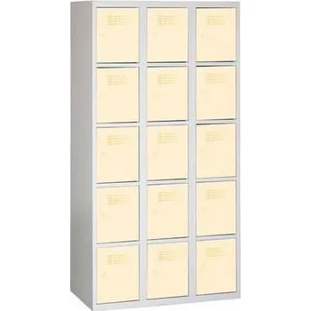 Nábytek Svařovaná šatní skříň Eric odlehčená, 15 boxů, cylindrický zámek, šedá/béžová