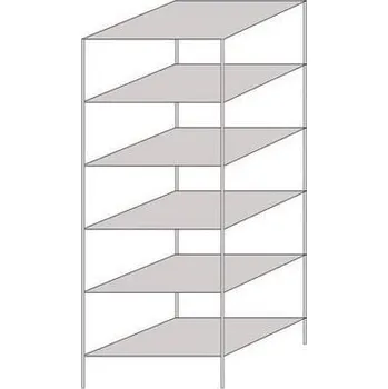 Dílenský regál Kovový regál Hathor, oboustranný, základní, 200 x 75 x 60 cm, 1 400 kg, 6 polic, světle šedý