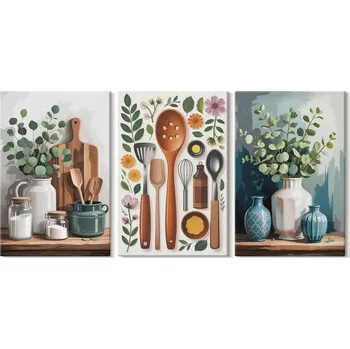 Obraz Sada obrazů na plátně do kuchyně - Rostlinné motivy, 3x 20x30 cm