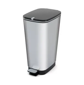Odpadkový koš Plastový odpadkový koš Chic, objem 45 l, stříbrný