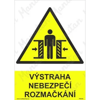 Výstraha nebezpečí rozmačkání, samolepka 148 x 210 x 0,1 mm A5