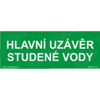 Hlavní uzávěr studené vody, samolepka 105 x 40 x 0,1 mm