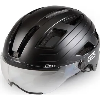Cyklistická přilba GES Helm s hledím Ges City M/55–58cm ČERNÁ