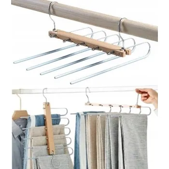 Věšák Výsuvný věšák na kalhoty a sukně, 5 párů AE034