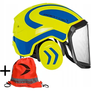 Pracovní přilba Ochranná přilba / Helma pro dřevorubce PROTOS INTEGRAL žluto-modrá