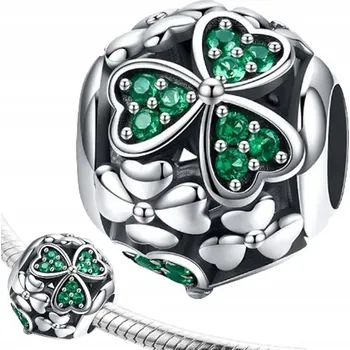 Přívěsek CHARMS přívěsek ČTYŘLÍSTEK korálek stříbro 925