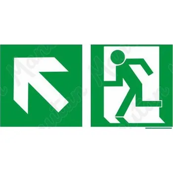 Kancelář Nouzový východ vlevo nahoru, plast 200 x 100 x 1,1 mm, fotoluminiscenční