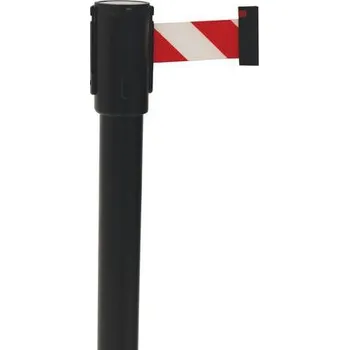 Plotový sloupek Zahrazovací sloupek s pásem Manutan Expert, 5 m, bílý/červený