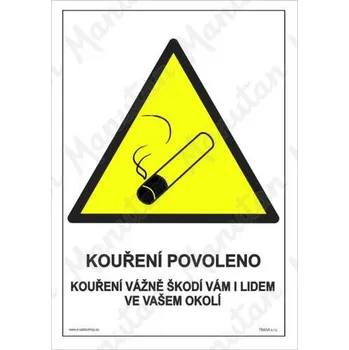 Kancelář Kouření povoleno kouření vážně škodí vám i lidem ve vašem okolí, plast 148 x 210 x 0,5 mm A5