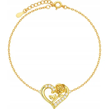 Náramek Zlatý náramek 925 Srdce Srdíčko Růže