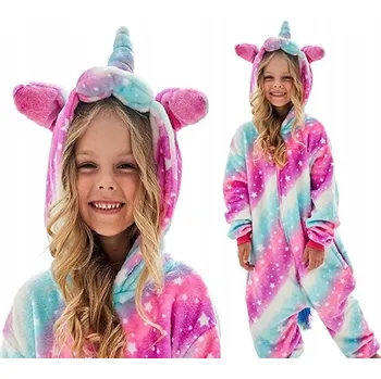 Dívčí pyžamo JEDNOROŽEC KIGURUMI PYŽAMO KOSTÝM JEDNODÍLNÝ OVERAL ONESIE 140-146