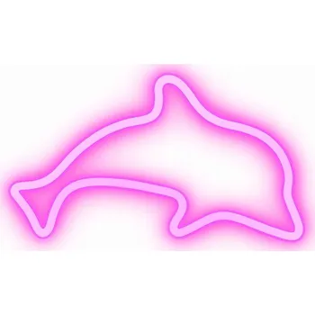 Lampička NEONOVÁ LED LAMPA NA ZEĎ USB NOČNÍ DELFÍN RŮŽOVÁ DEKORACE DO POKOJE OZDOBA
