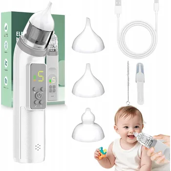 Odsávačka hlenu Elektrická odsávačka nosu pro DĚTI i DOSPĚLÉ, tichá, výkonná, USB