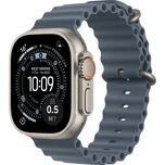 Apple Watch Ultra 3 GPS + Cellular 49mm přírodní titan - ocelově modrý oceánský řemínek (MEWH4QC/A)