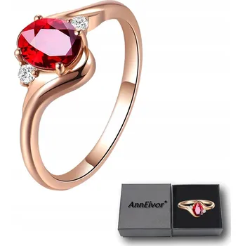 Prsten Prstýnek Dámský Zlatý Nastavitelný Rubinový Kámen Diamantové Křišťály