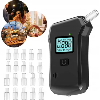 Alkohol tester POLICEJNÍ ALKOHOL TESTER PROFESIONÁLNÍ PŘESNOST + 20 NÁUSTKŮ LCD RYCHLÝ