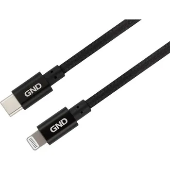 GND USB-C / Lightning, MFI, opletený, 1m (USBC8P100MM01) černý