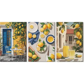 Obraz Sada obrazů pro dekoraci Galerie Citronová zahrada s nápoji 3x 20x30 cm