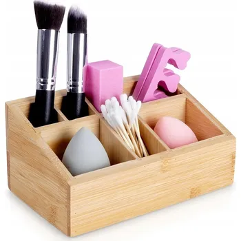Úložný box Bambusový organizér na kosmetiku, přírodní, 17 x 10 x 8 cm