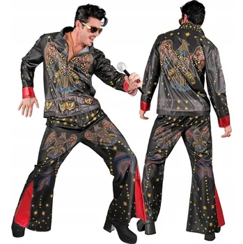 Kostým Krále Rock'N'Rollu Černý Převlek Elvise Kostým Elvis S