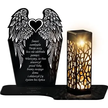 Svíčka Velký Solární LED Hřbitovní Svíčka Věčný Plamen Křídla Anděla Srdce na Památku Všech Svatých