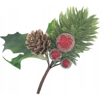 Vánoční dekorace Umělá MINI vánoční dekorační větvička do věnce 11 cm VÁNOCE