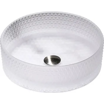 Umyvadlo BPS-koupelny Skleněné umyvadlo na desku HYD-BRT1-WH-400 40x12 cm, mat