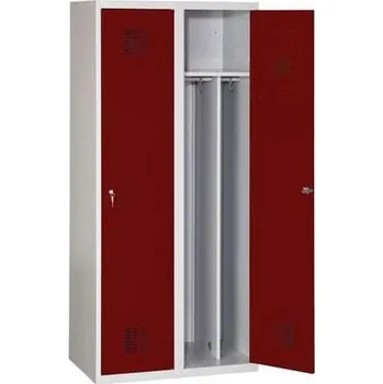 Nábytek Svařovaná šatní skříň Drake odlehčená, 2 oddíly, šedá/tmavě červená
