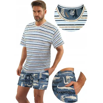 Pánské pyžamo Sesto Senso pánské pyžamo 2521/14 krátký rukáv, velikost 3XL